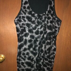Black and Silver leopard Sequin Women's Top by Dash 1XL